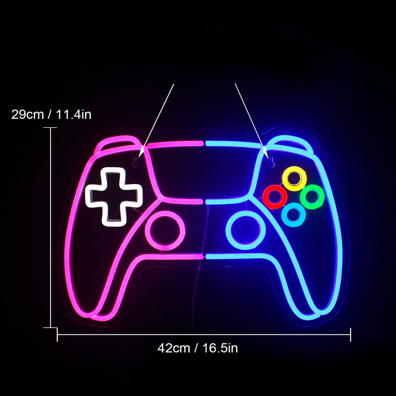 Gamepad Neon Signs LED Gaming Sigh Art Wall Lamp Romm Decoration For Gamer Room Party Hanging Light Up Decorative Lights Gift