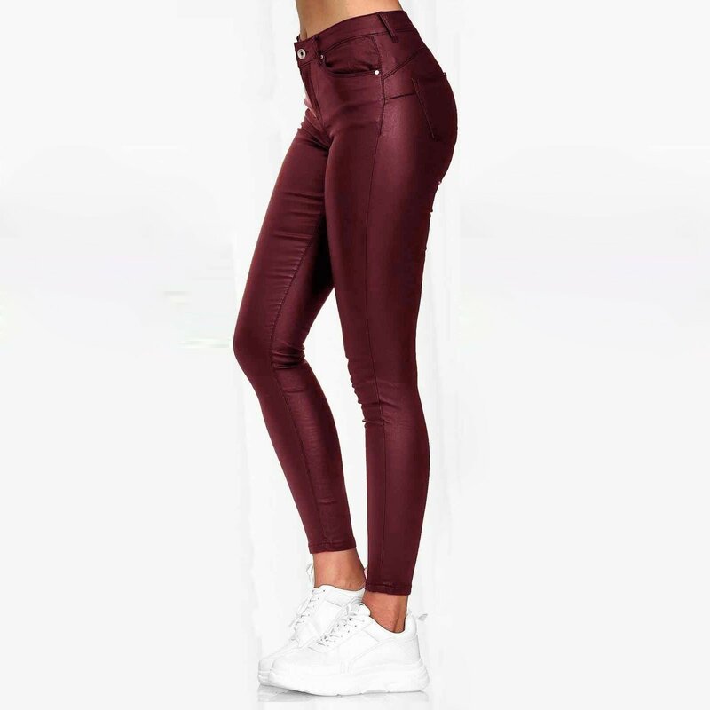 Celana legging olahraga wanita, celana legging ramping seksi pinggang tinggi warna polos pinggang tinggi 2024