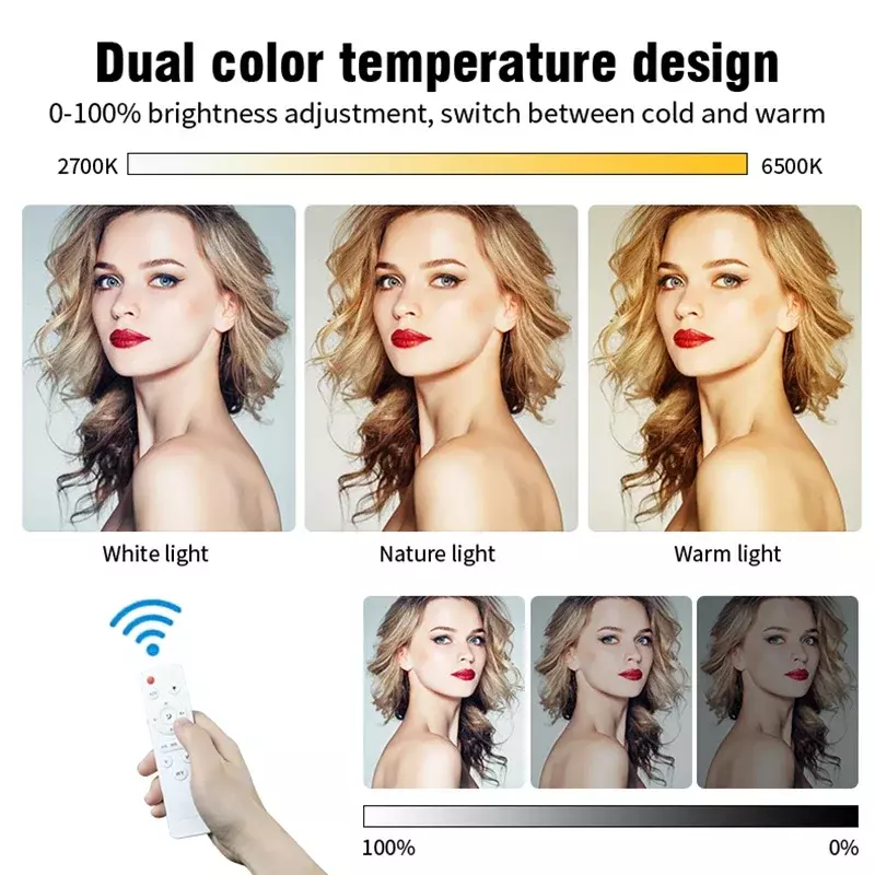 Anillo de luz LED con soporte para trípode, luz de relleno para fotografía, maquillaje, foto grande, Selfie, 45CM, 18 pulgadas