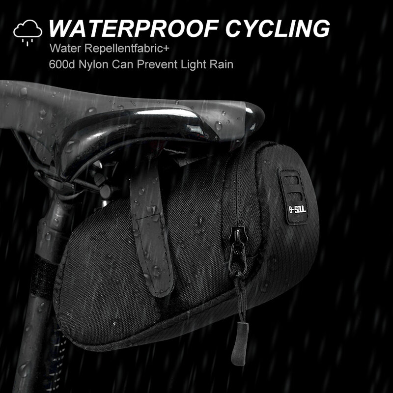 Bolsa de bicicleta de nylon 3 cores, à prova d'água, armazenamento, assento, ciclismo, traseira, bolsa, acessórios