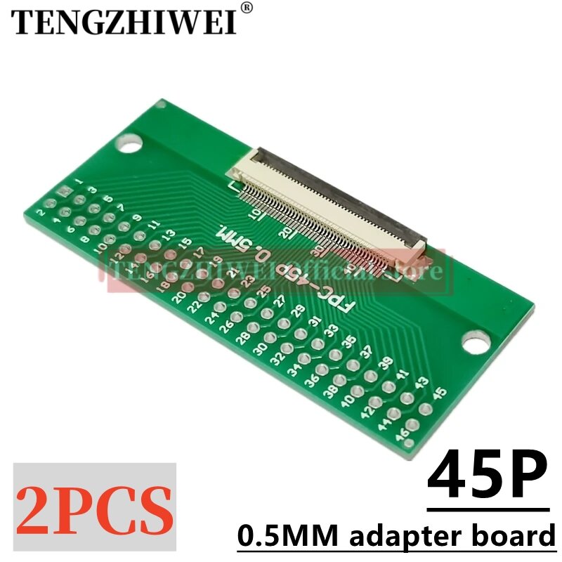 2PCS FFC/FPC adapter board 0.5MM-45P to 2.54MM welded 0.5MM-45P flip-top connector
