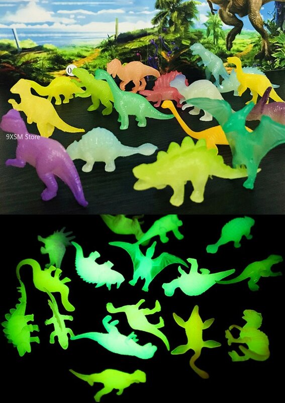 10 szt. Mini świecące dinozaury z PVC świecące w ciemności zabawki dla dzieci upominki na przyjęcie urodzinowe chłopcze dziewczyny prezenty wypełniacze