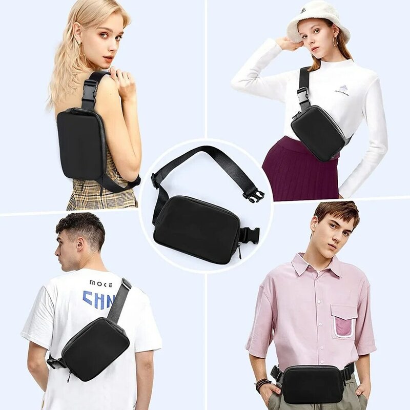 Bolsa de peito de nylon impermeável para homens e mulheres, Crossbody Bag, Esportes ao ar livre, Running Waist Pack