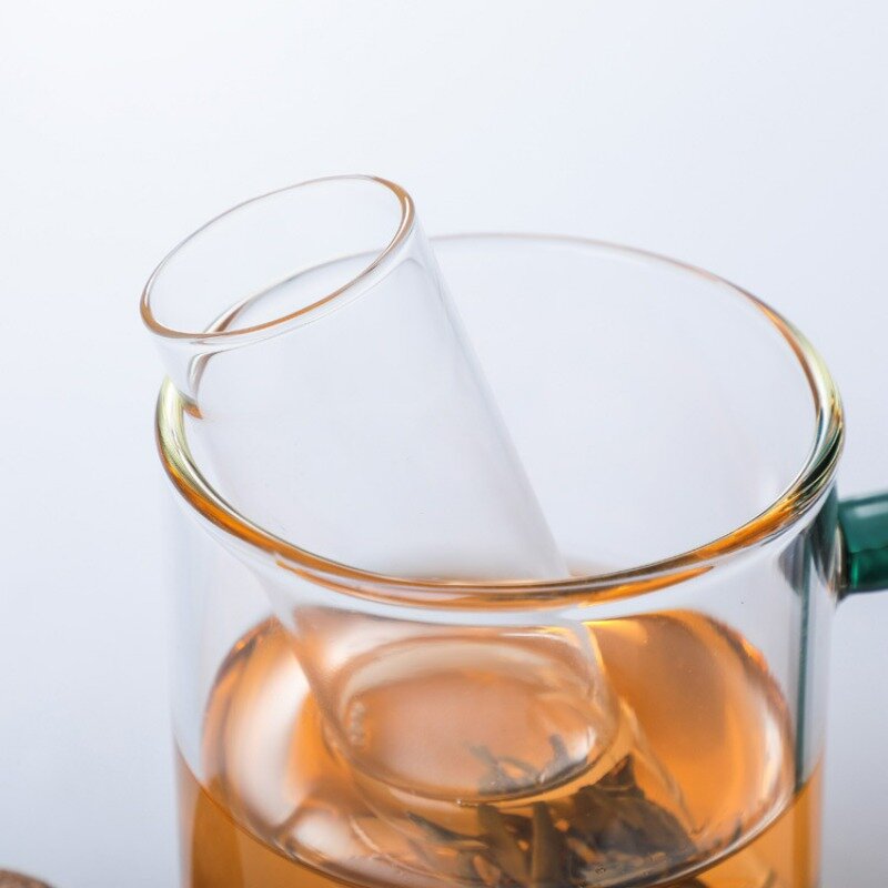 Infuseur à thé en verre créatif avec bouchon en liège, conception de tuyau, passoire à thé pour tasse, filtre de paupières pour thé Puer, outils à thé aux herbes