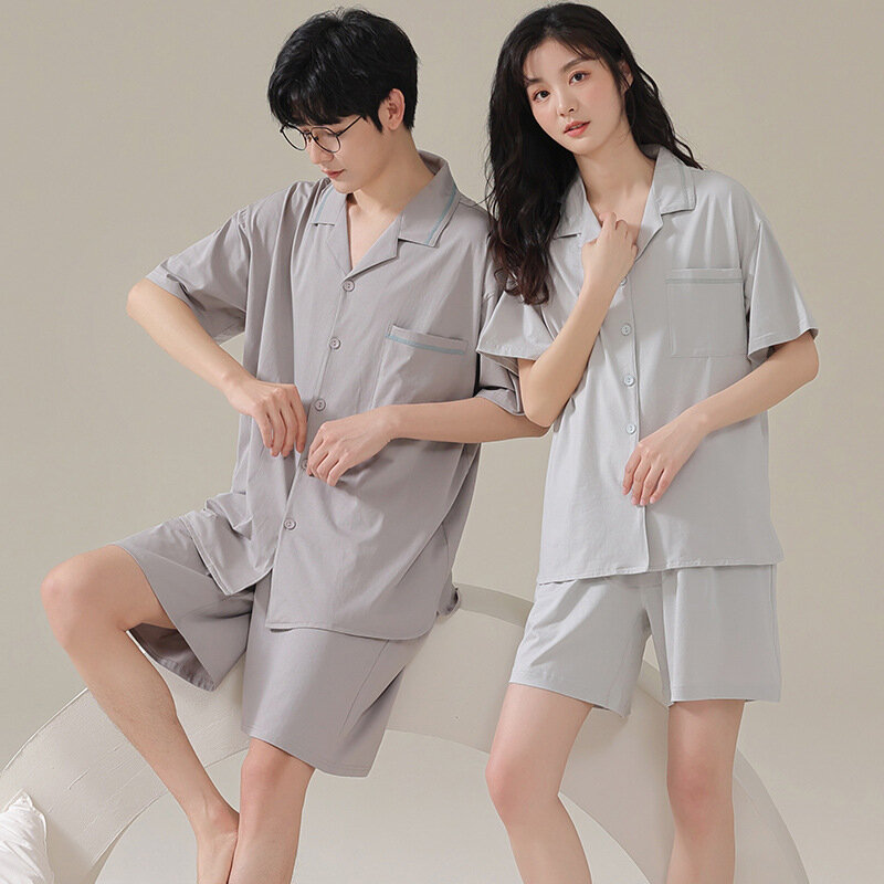 2023 Nieuwe Modale Paren Pyjama Set Zomer Korte Slaaptop Shorts Heren Huiskleding Vest Vrouwen Nachtkleding Mujer Hombre Pjs
