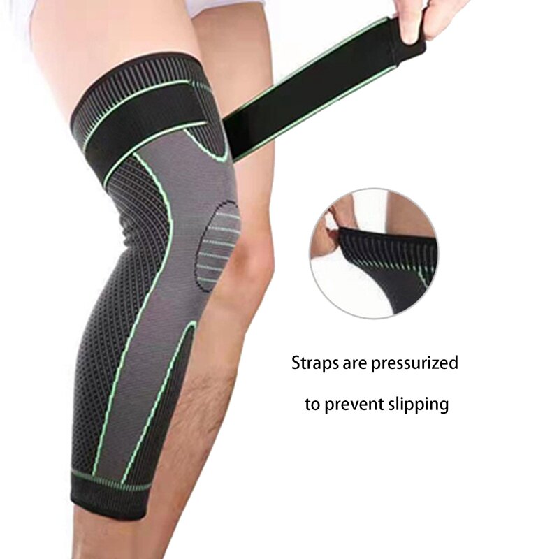 Pelindung penopang lutut lengan kompresi kaki penuh, penopang pelindung untuk olahraga, angkat besi, penghilang nyeri sendi, pereda nyeri, otot