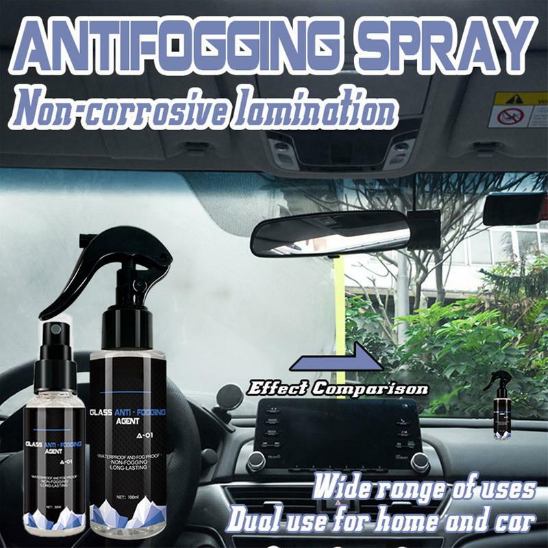 Spray defogger de carro para exterior e interior, pára-brisa desembaçador e limpador, agente antiembaçante, 100ml