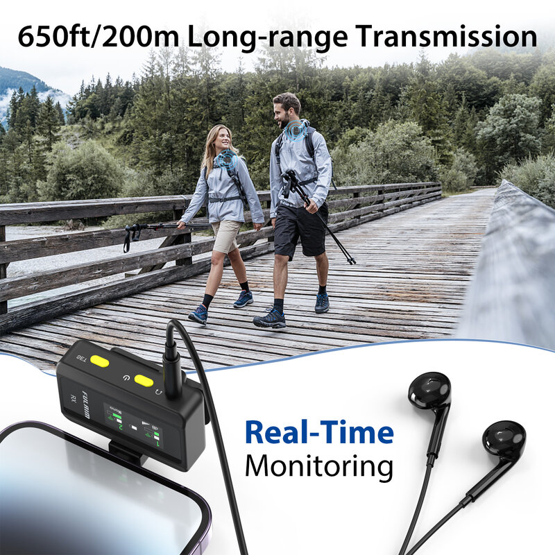 FULAIM X5 Wireless Lavalier Microphone System, with 18H Battery Life Charging Case for DSLR Cameras/iPhone/Android/Live