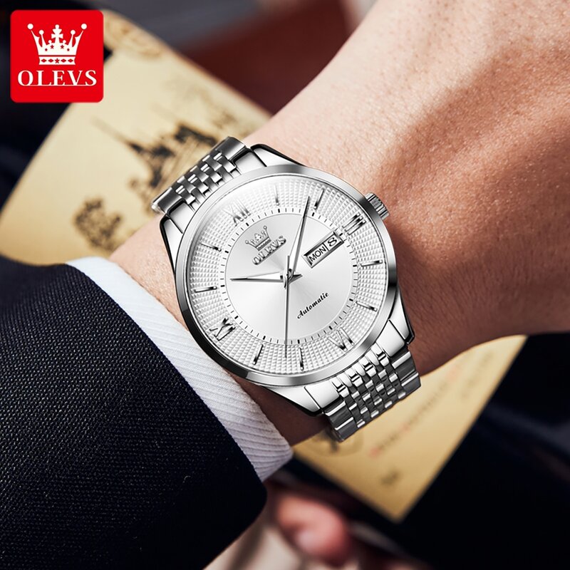 OLEVS Brand Men's Watches Japan Movement Automatic Waterproof Sapphire Crystal Mirror Luxury Brand Mechanical Men's Wristwatch