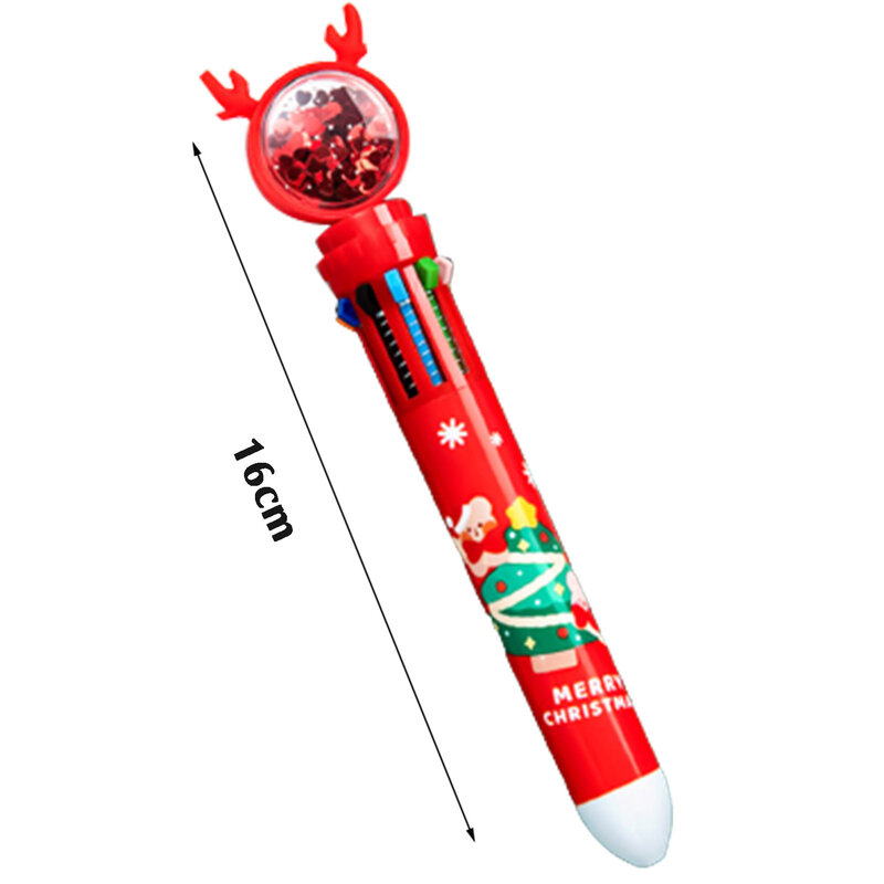크리스마스 다채로운 귀여운 볼펜, 학생용 개폐식 펜, 어린이 선물, 10 가지 색상