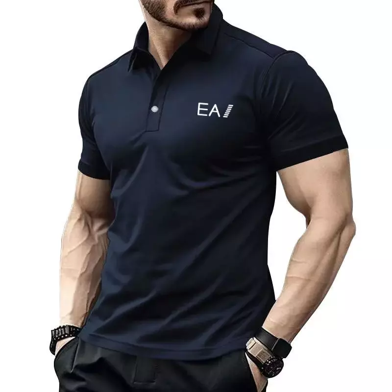 Men's New T-shirt Classic Short sleeved Polo Shirt Summer Top Casual T-shirt Button Collar Super Large S-4XL Casual Polo Shirt