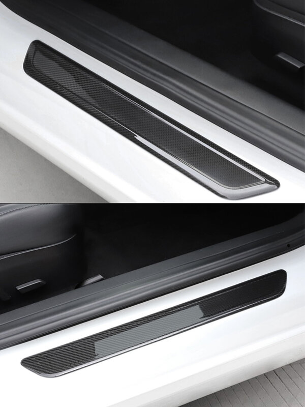 Prawdziwe włókno węglowe do modelu Tesli 3 Y próg drzwi listwa progowa naklejka pokrowiec 3K 240G suchego węgla ręcznie robionego modyfikacja samochodu