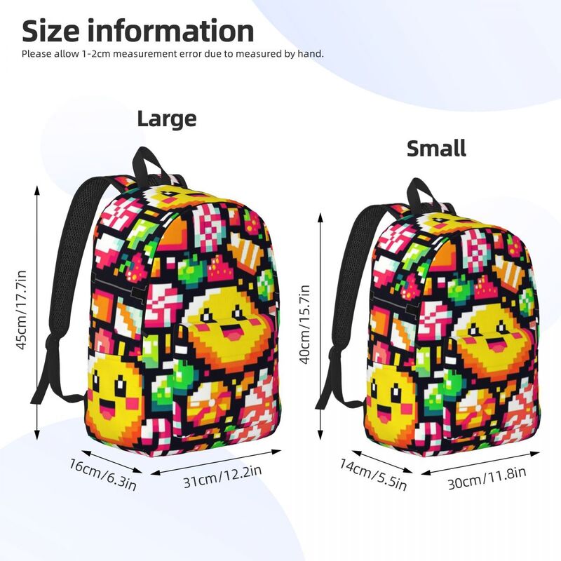 Candy Crush Pixel Art Backpack Middle High College School Student Bookbag Teens Canvas Daypack Hiking