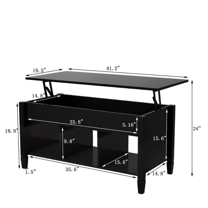 Tables basses d'angle pour salon, table centrale, côté de luxe, meubles noirs, tendance simple et ascenseur