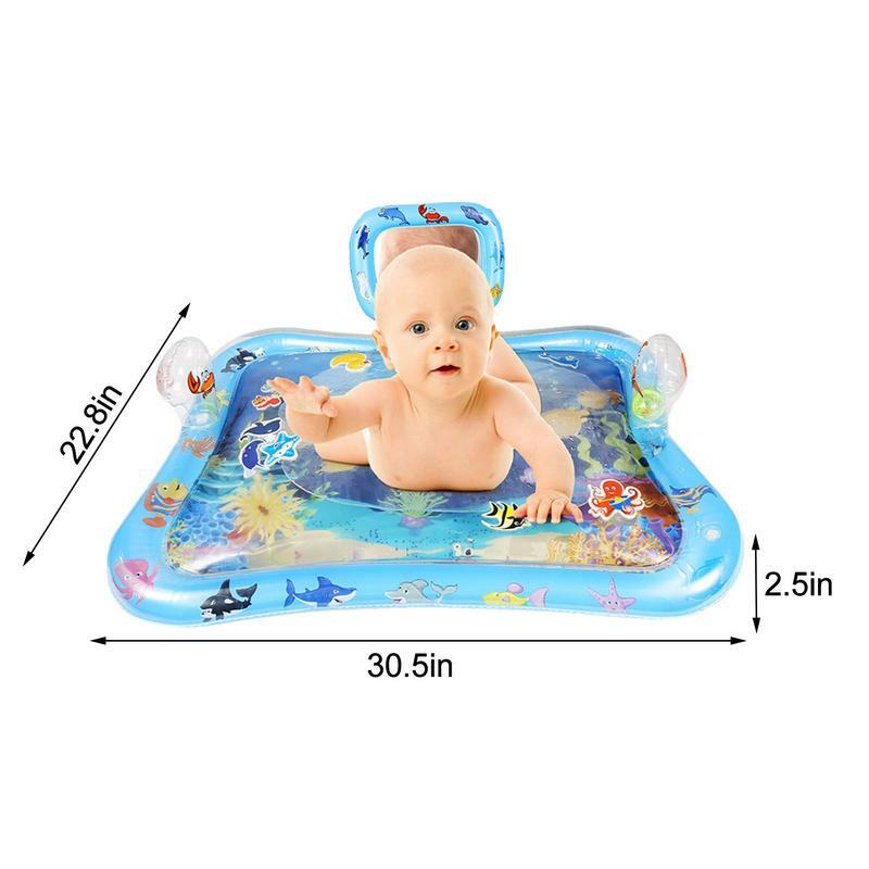 Baby Water Mat PVC Water Play Mat For Babies With Mirror Rattle Buzzer Inflatable Baby Water Mat For Baby Boy Girl PVC Infants