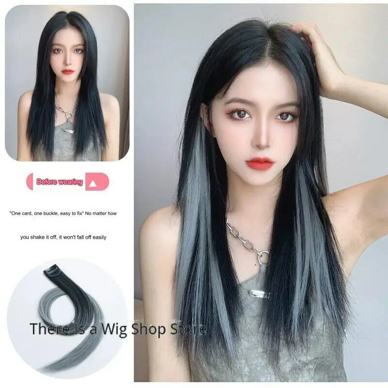 Gradient ear-hanging hair dye for women with summer highlights for long hair, colorful hair extensions, wig hair hanging dye