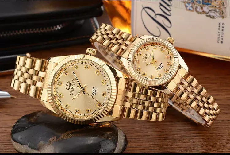 Montre de luxe pour Couple, en or, pour hommes et femmes amoureux, horloge, marque minimaliste, en acier inoxydable, étanche