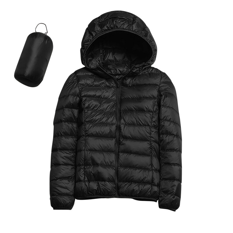 여성용 따뜻한 경량 재킷 코트, 주머니가 있는 후드 방풍 코트, 슬림 숏 화이트 덕 아웃웨어, 자케타 여성