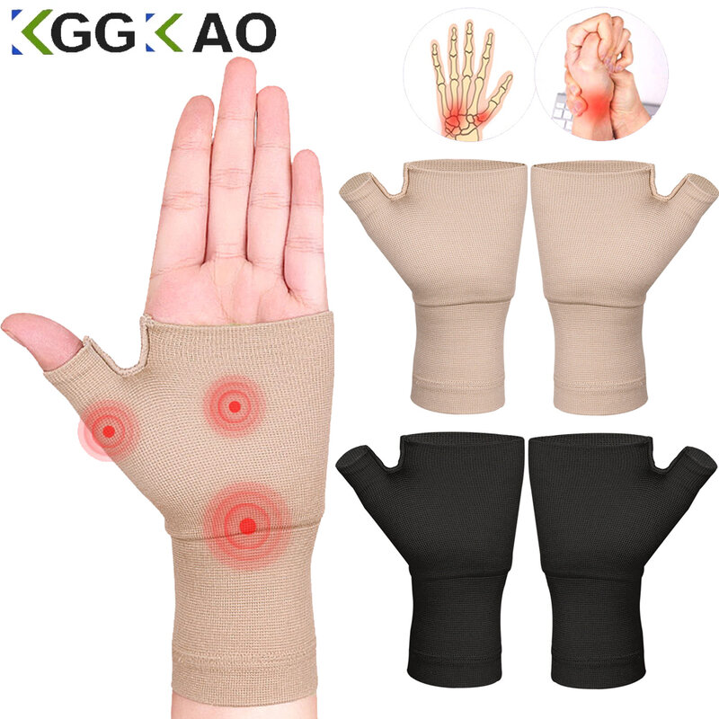 1 Paar Kompression arthritis Halb finger handschuhe, Handgelenk-und Daumens tütz hülse für Unisex, perfekt für Karpal tunnel, Tippen