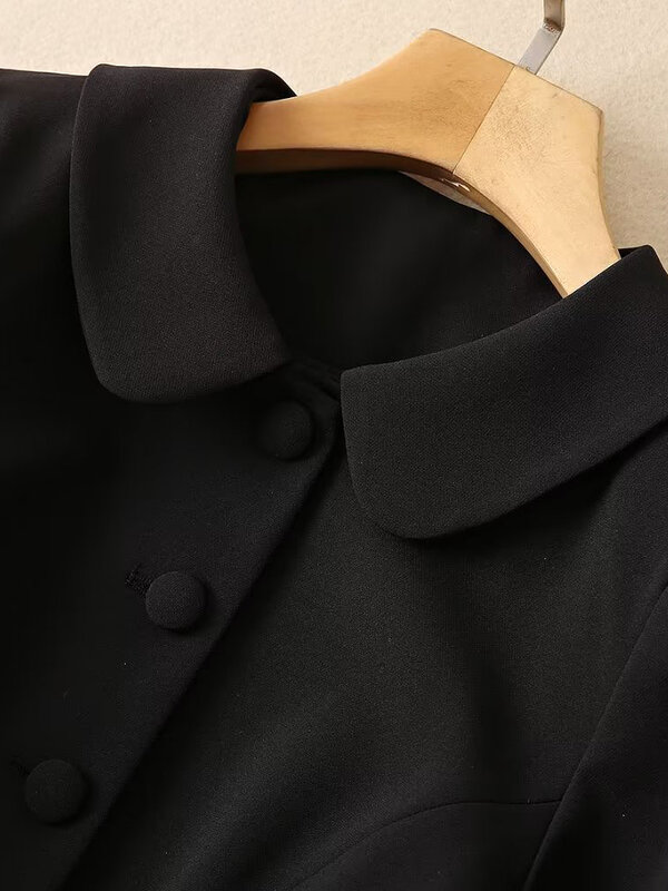 Conjunto jaqueta preta de saia e meia, alta qualidade, Casual, Vintage, Celebridade, Meninas, Elegante Moda, Festa, Fato de escritório, Outono, Novo