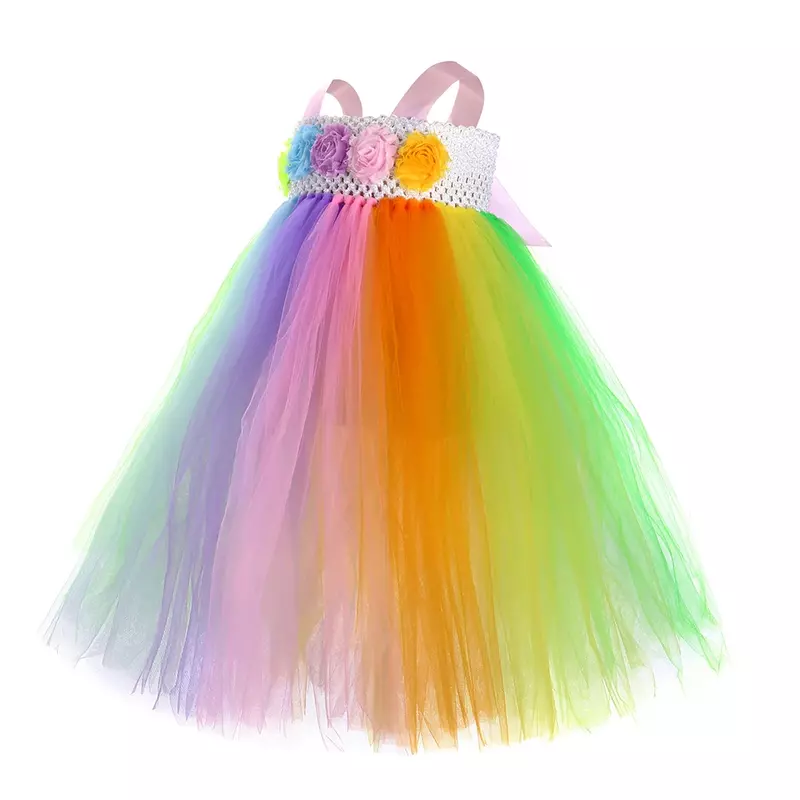 Meninas arco-íris fada tutu vestido com asa conjunto crianças festa de aniversário princesa vestido de baile do bebê crianças dia das bruxas traje de fadas
