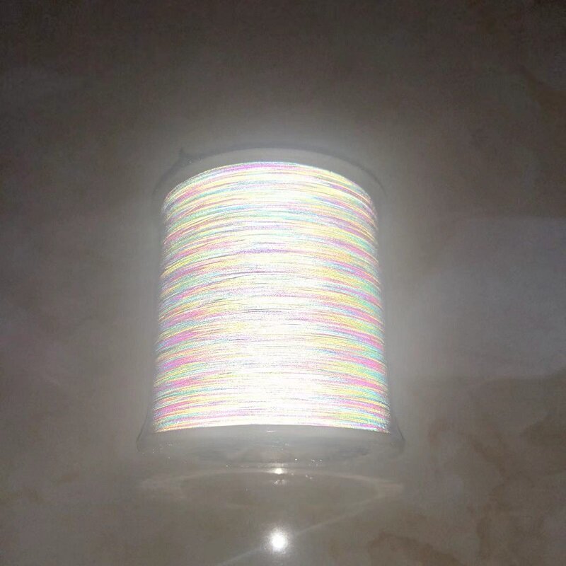 Hilo reflectante de advertencia de seda de seguridad, arcoíris colorido, 0,5mm, 10m