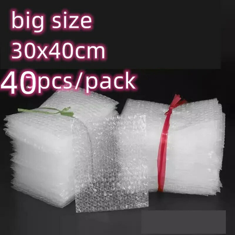 Bolsas de plástico de gran tamaño de 30x40cm, envoltorio de burbujas, sobre blanco, embalaje transparente a prueba de golpes, película de burbujas, 50 piezas, venta al por mayor