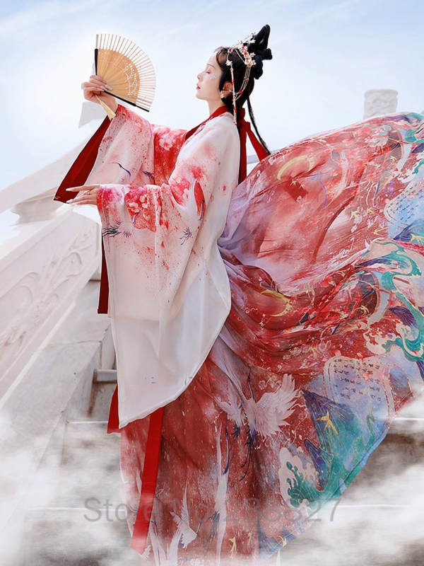 Hanfu Nữ Xác Thực Ban Đầu Phong Cách Trung Hoa Cổ Đại Trang Phục Mùa Thu Ngụy Tấn Eo ĐắP Chéo Ru Váy Mới Cosplay