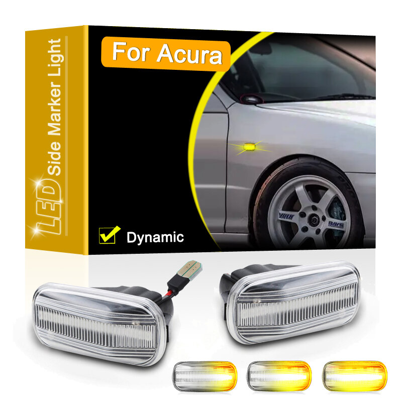 12V Clear Lens Dynamic LED Side Marker Lamp Assembly For Acura Integra/Type-R RSX/DC5 NSX Sequential Blinker Turn Signal Light