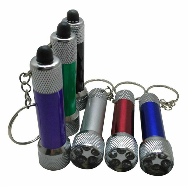 Mini LED Flashlight Outdoor Camping Hiking Walking Portable Pocket Hand Torch with Key Ring Aluminum Alloy 5LEDs Flashlight