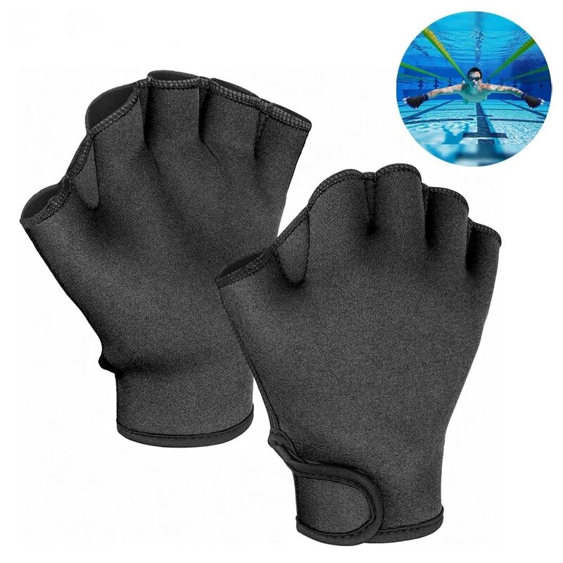 1 Pair Aqua Gloves Webbed Paddle Swim Gloves Fitness Gym Water Aerobics and Swimming Resistance Training Gloves for Men Women