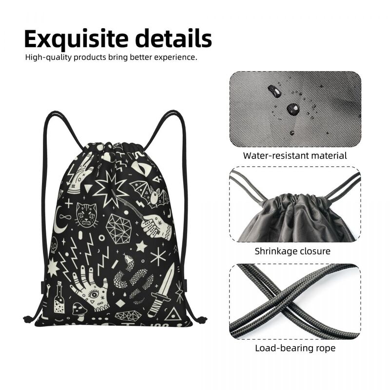 Custom Halloween Witchcraft Witch Drawstring Bags Women Men Lightweight Occult Witchy Magic Sports Gym Storage Backpack