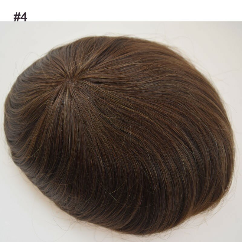 Rambut manusia rambut palsu pria renda Mono dengan NPU pengganti rambut lurus adem Sistem prostesis rambut pria potongan tahan lama