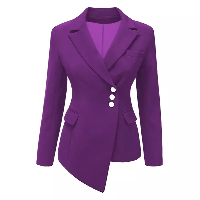 Herbst 2023 Damen Revers Mantel Mantel einfarbig lang ärmel ige einreihige Büro Damen Tasche Baumwolle asymmetrische lässige Blazer