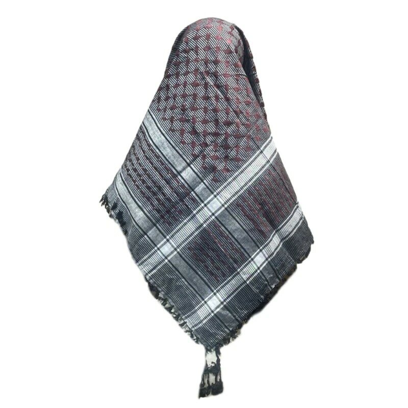Pañuelo para cabeza Keffiyeh con borlas, bufanda Shemagh, cubierta para cabeza árabe, envoltura para cabeza a prueba