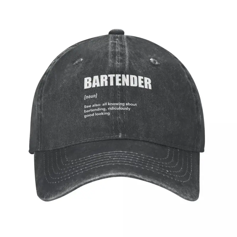 Barkeeper Bartender topi koboi untuk wanita, topi pelindung Uv definisi lucu untuk pria