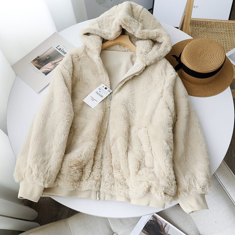 Double-Sided Wear ~ Thickened Warm and Loose Hooded Suede Plush Fleece-Lined Pilot Jacket Jacket
