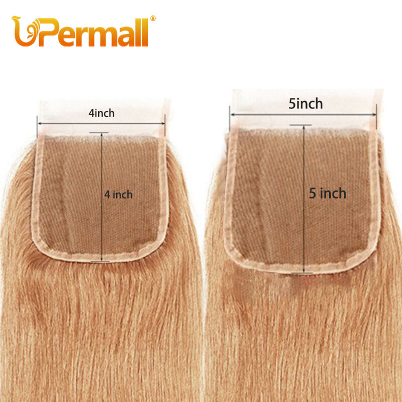 Upermall медовый блонд 13x6 13x4 кружевной фронтальный прямой предварительно выщипанный Швейцарский HD прозрачный 4x4 5x5 6x6 закрытый 100% Remy человеческие волосы