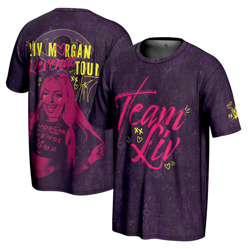 Wrestling Men ProSphere Purple Liv Morgan Revenge Tour T-Shirt Hot Selling New Summer Women Short Sleeve Tops Shirt Children 3D