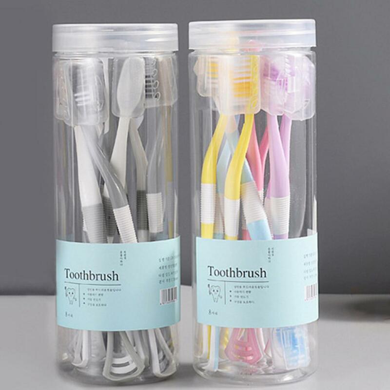 8Pcs/Set Great Adult Bamboo Charcoal Teeth Brush Silicone Toothbrush Lightweight  Oral Care