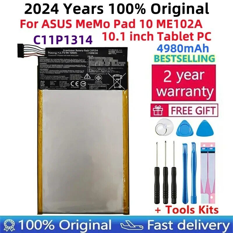 Batería 100% Original C11P1314 para Tablet PC, para ASUS MeMo Pad 10 ME102A, 10,1 pulgadas, batería + herramientas gratis