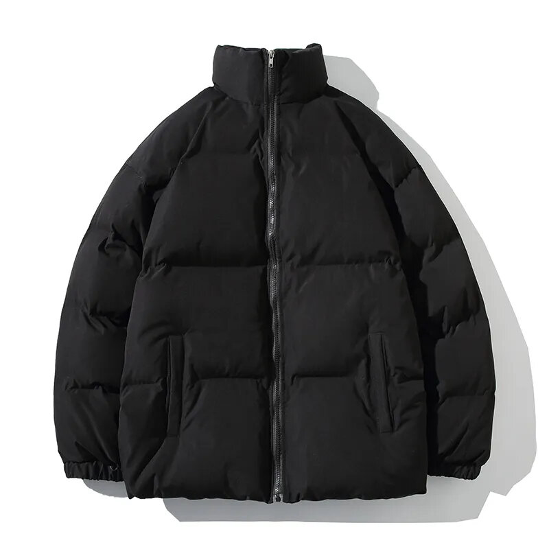 Y2K jaket Parka wanita ukuran besar, jaket Parka musim dingin hangat kerah berdiri warna polos kasual modis 5XL untuk pria dan wanita