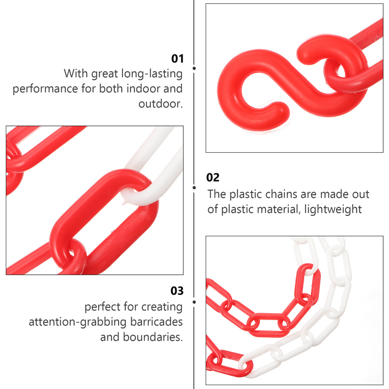 5 M Plastic Chain Links Caution Security Safety for Crowd Control Isolation Barrier Pp