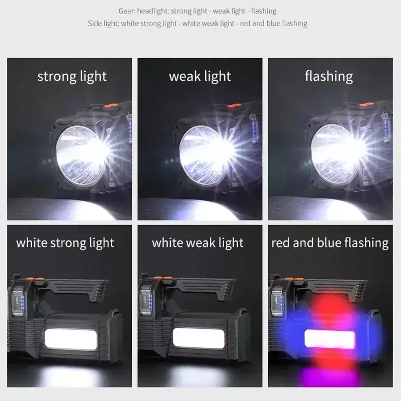 Solar/USB Fast Charging LED Work Light High Lumen Flashlight Power Bank Function Searchlight Torch Waterproof Spotlight Lantern