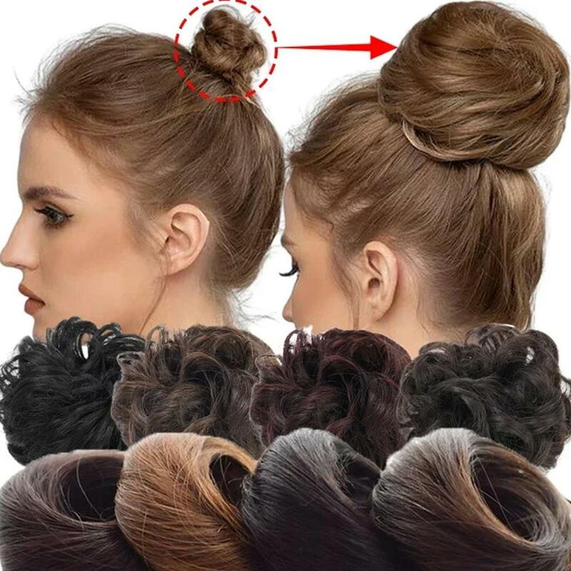 Synthetic Hair Bun Curly Straight Hair Messy Bun Scrunchies Updo Hair Bands Elastic Band Hairpieces For Women Volume Fringe Fake