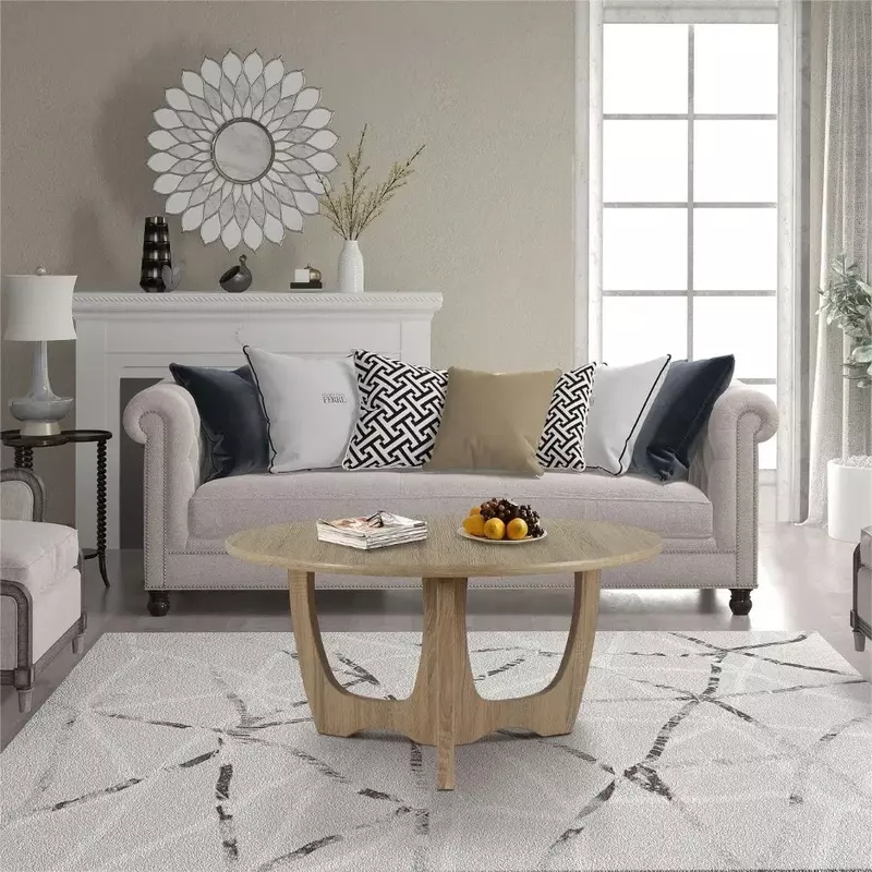 Mesa de centro redonda de pata curvada, decoración del hogar, mesas de sala de estar, mesa de centro de madera, 36X18 pulgadas