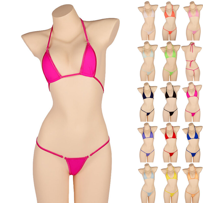 Dames Badpak Bikini 'S Set Vrouwen Sexy Roze Bandages Strings Solide 2 Stuks Pak Vrouwelijke Купальник Traje De Baño Mujer