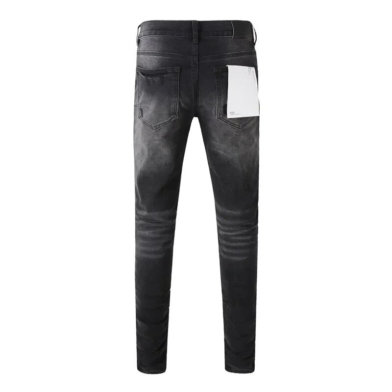 ROCA ungu baru 2024 jins merek Fashion jalanan tinggi, perbaikan lubang hitam, jeans ketat naik rendah, ukuran 28-40 celana