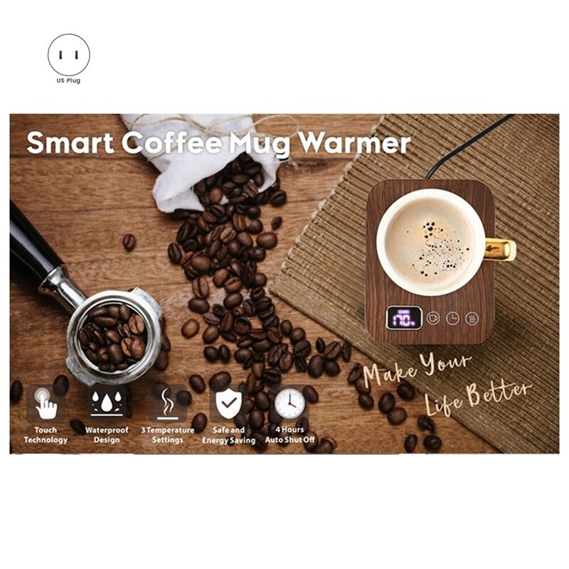 스마트 커피 머그잔 워머, 타이머 포함 왁스 캔들 워머 플레이트, 자동 차단 기능이 있는 전기 커피 워머, 내구성 15x12x2.5cm