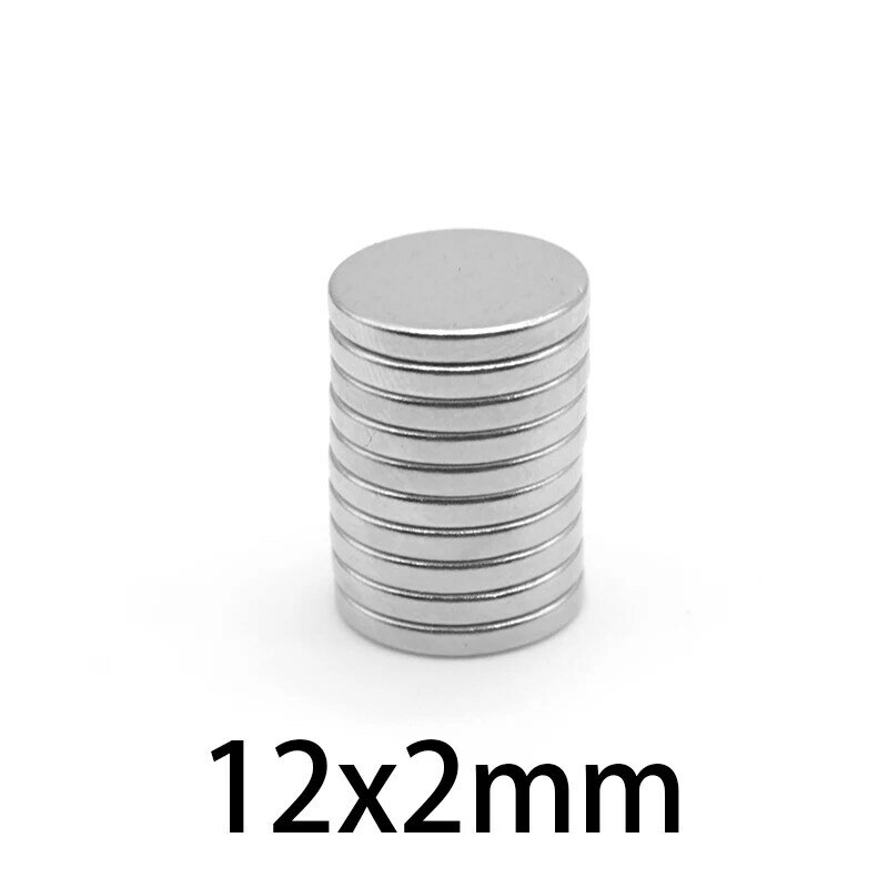 Imán permanente redondo de neodimio, disco N35 de tierras raras, 12x2mm, 10/20/50/100/150/200 piezas, 12x2mm